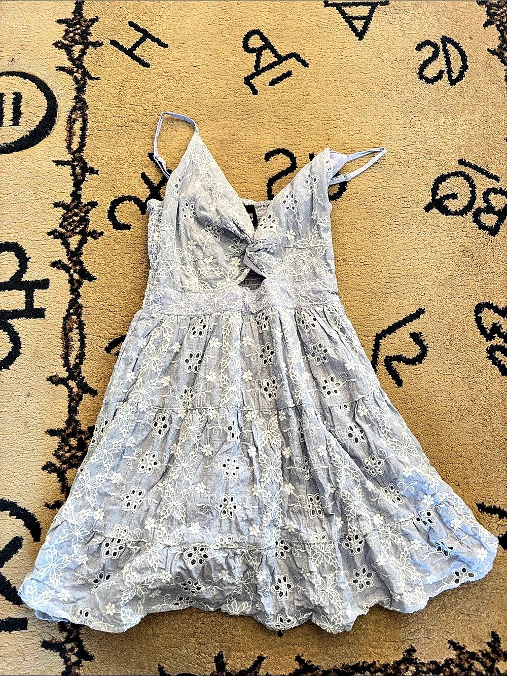 ANGIE Floral Eyelet Mini Dress in Blue Like New
